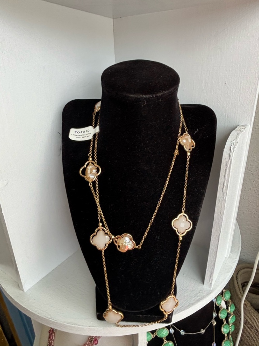 torrid Gold-Tone Long Clover Necklace with Cream Accents